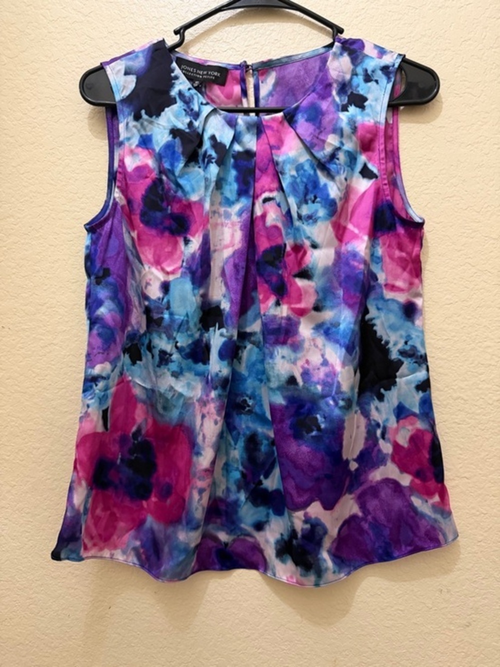 Jones New York Sleeveless Watercolor Floral Camisole - Pink, Purple & Blue